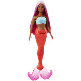Mattel Barbie - Poupée sirène aux cheveux colorés Rouge