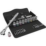 Wera 8100 SC 11 Jeu de cliquets métalliques Zyklop, Set d'outils Noir/Vert, Cliquet commutable de 28 pièces, entièrement métallique