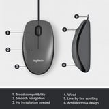 Logitech M100, Souris Noir, 1000 dpi