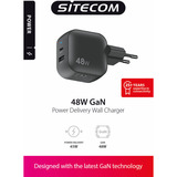 Sitecom 48W GaN Power Delivery chargeur Noir, 1x USB-C