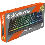 SteelSeries Apex 3 TKL RGB clavier gaming mécanique Noir, Layout FR (AZERTY), SteelSeries Whisper-Quiet, 80 % (TKL)