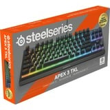 SteelSeries Apex 3 TKL, clavier gaming Noir, Layout FR, SteelSeries Whisper-Quiet, LED RGB, TKL