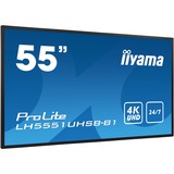 iiyama Prolite LH5551UHSB-B1, Affichage public Noir, Écran plat interactif, 137,2 cm (54"), IPS, 3840 x 2160 pixels, 24/7