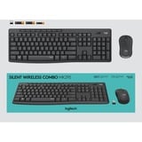 Logitech MK295 Silent Wireless set de bureau Gris foncé, Layout BE (AZERTY), 100%