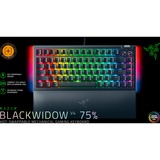 Razer BlackWidow V4 75%, clavier gaming Noir, Layout États-Unis, Razer certified Mechanical Orange Switches