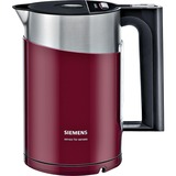 Siemens TW86104P bouilloire 1,5 L 2400 W Noir, Rouge, Acier inoxydable Rouge foncé/en acier inoxydable, 1,5 L, 2400 W, Noir, Rouge, Acier inoxydable, Plastique, Acier inoxydable, Thermostat réglable, Indicateur de niveau d'eau