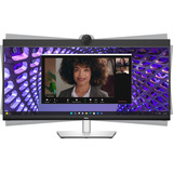 Dell P3424WEB 34.1" Moniteur UltraWide incurvé  Argent/Noir, HDMI, DisplayPort, USB, Audio, Webcam