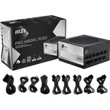 MSI PRO A850PL PCIE5 alimentation modulaire 850 watt Noir, 1x 12VHPWR, 3x PCIe, 1x 12VHPWR, 3x PCIe