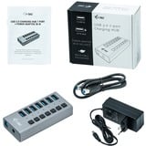 i-tec Concentrateur de charge USB 3.0 7 ports + adaptateur d'alimentation, Hub USB 