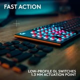 Logitech G915 X LIGHTSPEED Low-Profile Wireless Gaming Keyboard Noir, Layout US-International (QWERTY), GL Tactile, 100%, Double-Shot PBT, RGB, LIGHTSPEED sans fil / Bluetooth / USB-C