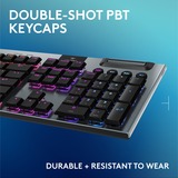 Logitech G915 X LIGHTSPEED Low-Profile Wireless Gaming Keyboard Noir, Layout US-International (QWERTY), GL Tactile, 100%, Double-Shot PBT, RGB, LIGHTSPEED sans fil / Bluetooth / USB-C