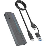 ICY BOX Boîtier SSD M.2 NVMe/SATA avec éclairage RGB, Boîtier disque dur Gris, USB 3.2 Gen 2 Type-C®