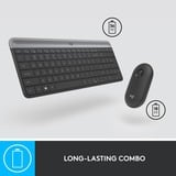 Logitech MK470 Slim Wireless set de bureau Noir, Layout US-International (QWERTY), Mécanique des ciseaux, 100%, 1000 dpi