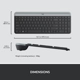Logitech MK470 Slim, set de bureau Noir, Layout US (QWERTY), Mécanique des ciseaux, 1000 dpi