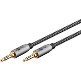 goobay Câble de connexion stéréo auxiliaire 3,5 mm Plus Audio Noir/Argent, 0,5 mètre