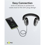 goobay Câble de connexion stéréo auxiliaire 3,5 mm Plus Audio Noir/Argent, 0,5 mètre