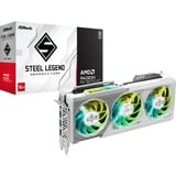 ASRock Radeon RX 9070 XT Steel Legend 16GB, Carte graphique Blanc/gris, RDNA4, GDDR6, 3x DisplayPort, 1x HDMI