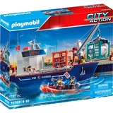 PLAYMOBIL City Action - Grand porte-conteneurs avec bateau des douanes, Jouets de construction 70769