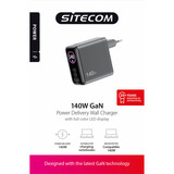 Sitecom 140W GaN Power Delivery chargeur mural avec affichage LED Noir