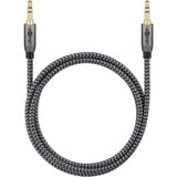 goobay Câble de connexion stéréo auxiliaire 3,5 mm Plus Audio Noir/Argent, 2 mètres