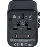 Verbatim Adaptateur universel de voyage UTA-02, Prise de voyage Noir, 1x USB-A, 1x USB-C