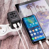 Verbatim Adaptateur universel de voyage UTA-02, Prise de voyage Noir, 1x USB-A, 1x USB-C