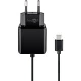 goobay Chargeur avec câble USB-C de 1,5 m 3,0 A (15 W) Noir