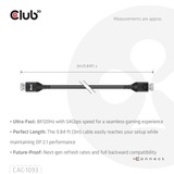 Club 3D DisplayPort 2.1 DP54 VESA Certified Cable 8K120Hz, Câble Noir, 3 mètres