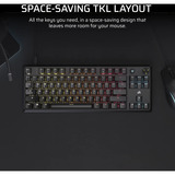 Corsair K70 CORE TKL RGB clavier gaming mécanique Noir, Layout BE (AZERTY), Corsair MLX Red v2, 80% (TKL), Hot-swappable