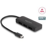 DeLOCK Splitter USB-C > 3x DisplayPort MST, Répartiteurs de DisplayPort Noir, 0,15 mètre