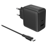 Sitecom 65W GaN Power Delivery chargeur Noir, 1x USB-C, 1x USB-A, 1,5 mètre