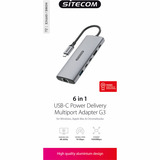 Sitecom Adaptateur multiport USB-C Power Delivery 6 en 1, Station d'accueil Gris