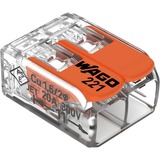 Wago Borne de raccordement Serie 221 COMPACT - 2x4 mm², Pince Transparent/Orange, 100 pièces