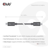 Club 3D Club 3D TB5 EPR 240 Watt 80Gbps Cable M/, Câble Noir