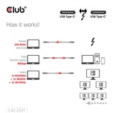 Club 3D Club 3D TB5 EPR 240 Watt 80Gbps Cable M/, Câble Noir