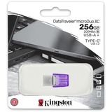 Kingston DataTraveler microDuo 3C 256 Go, Clé USB Violet/transparent, USB-A + USB-C