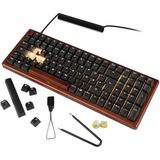 Sharkoon SKILLER SGK50 S2 Wood PBT, clavier gaming Bois/Noir, Layout BE, Gateron G Pro 3.0 Yellow, BE Layout, Gateron G Pro 3.0 Yellow, RGB LED, Hot-swappable, 96%