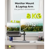 goobay Support 13 à 32" avec bras flexible pour PC portable, 10 à 15,6", Support de moniteur Noir