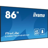 iiyama ProLite LH8675UHS-B1AG, Affichage public Noir, HDMI, DisplayPort, LAN, WiFi, USB, Audio, Android