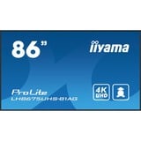 iiyama ProLite LH8675UHS-B1AG, Affichage public Noir, HDMI, DisplayPort, LAN, WiFi, USB, Audio, Android