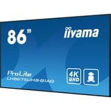 iiyama ProLite LH8675UHS-B1AG, Affichage public Noir, HDMI, DisplayPort, LAN, WiFi, USB, Audio, Android