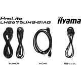 iiyama ProLite LH8675UHS-B1AG, Affichage public Noir, HDMI, DisplayPort, LAN, WiFi, USB, Audio, Android