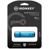 Kingston IronKey Vault Privacy 50 16 Go, Clé USB Bleu clair/Noir