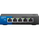Linksys Commutateur de bureau Gigabit à 5 ports (LGS105), Switch Noir/Bleu, Non-géré, Gigabit Ethernet (10/100/1000), Montage mural