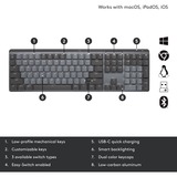 Logitech MX Mechanical, clavier Noir/gris, Mise en page aux États-Unis (international)