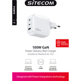 Sitecom 100W GaN Power Delivery chargeur Blanc, 2x USB-C, 1x USB-A