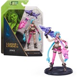 Spin Master League of Legends , Figurine Figurine de 10 cm de Jinx avec 2 armes (Arête & Peng-Peng) et socle d'exposition,