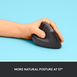 Logitech Lift souris ergonomique vertical - Gaucher Graphite/Noir, 4000 dpi, Bluetooth