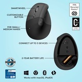 Logitech Lift souris ergonomique vertical - Gaucher Graphite/Noir, 4000 dpi, Bluetooth