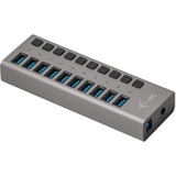 i-tec Concentrateur de charge USB 3.0 10 ports + adaptateur d'alimentation, Hub USB Noir